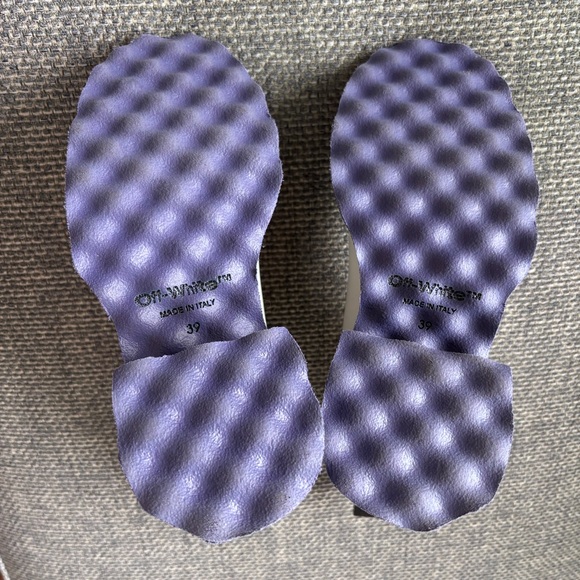 Off-White Luxury Italian Chelsea Leather Boots Purple Accent Chunky Sole Size 39 - Picture 8 of 12